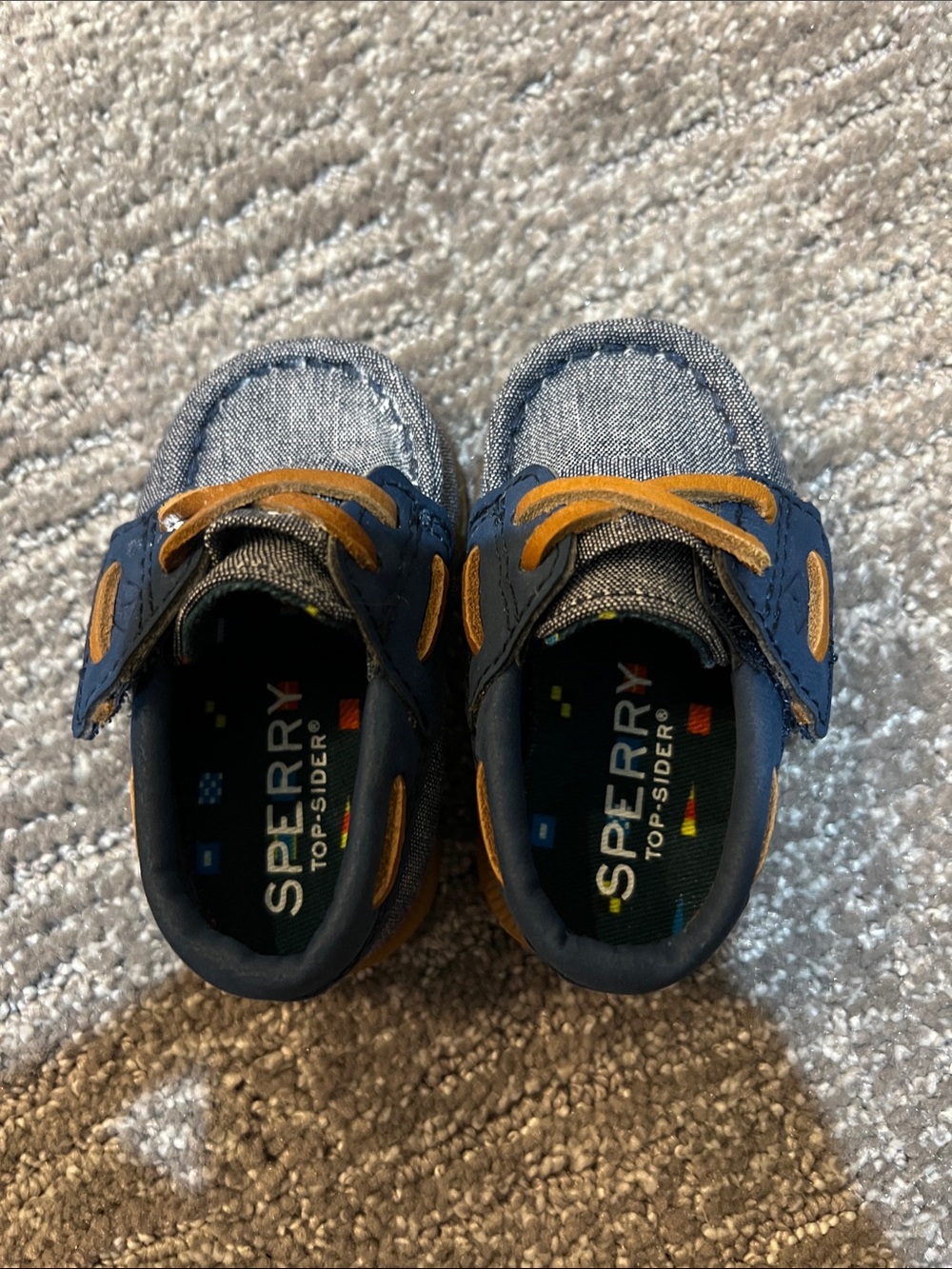 Sperry Infant Blue and Tan Moccasin-Style Boat Shoes